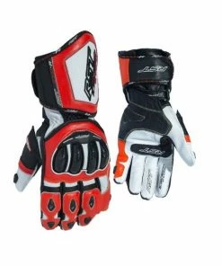 RST Tractech Evo R CE Leather Gloves Fluro Red